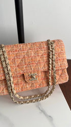 Chanel 2005 Peach Tweed Medium Classic Double Flap Bag