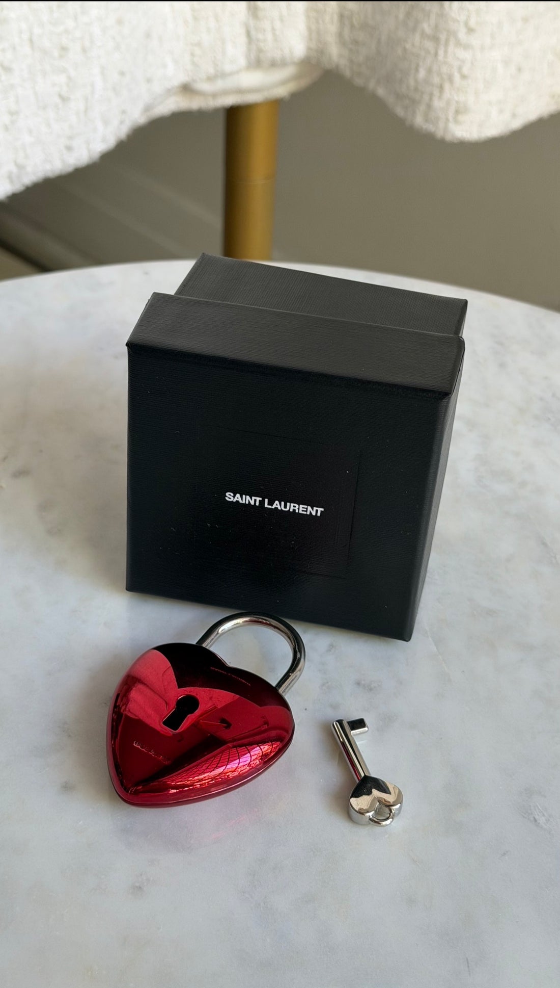 Saint Laurent Heart Padlock and Key Charm