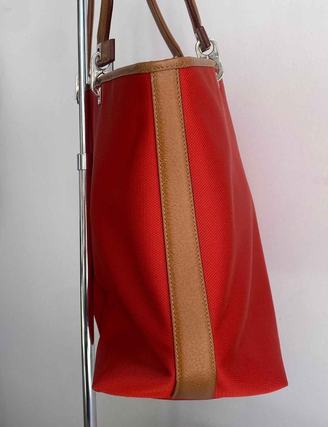 Ferragamo Red Canvas Shoulder Tote Bag