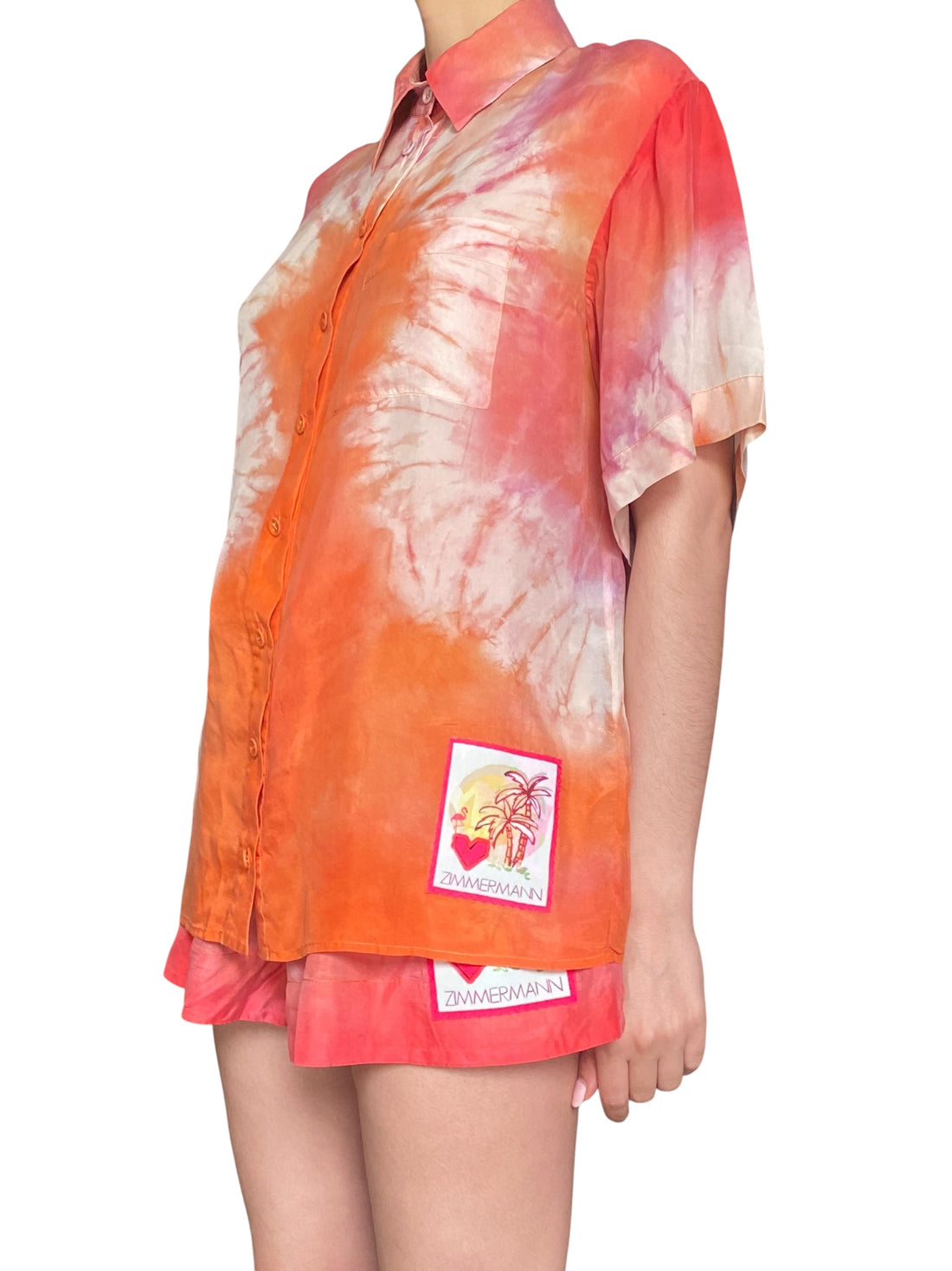 Zimmerman Orange Tie Dye Silk Shirt - 1 / US 4-6