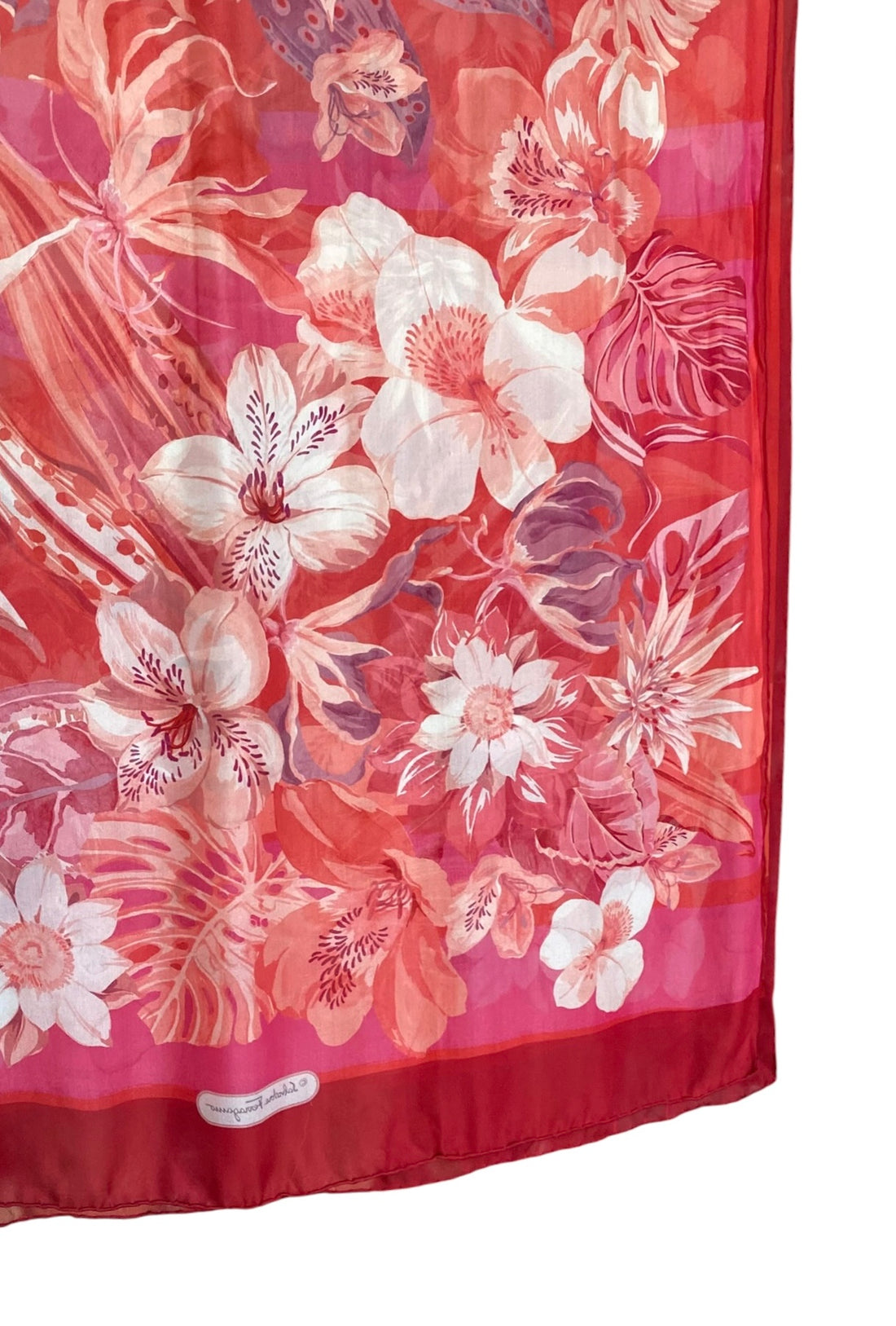 Salvatore Ferragamo Pink Floral Print Silk Scarf