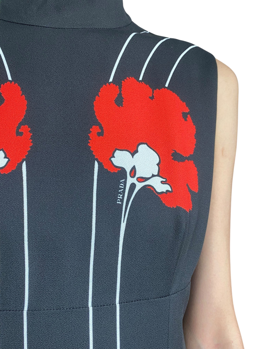 Prada Black Peony Print Maxi Dress - IT 44 / US 8