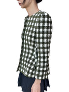 Oscar De La Renta Green Chenille Check Tweed Jacket - US 8