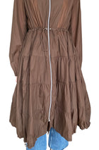 Herno Brown Long Nylon Windbreaker Coat - 42 / US 6-8
