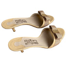Ferragamo Beige Bow Logo Mules.