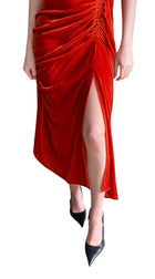 Ulla Johnson Burnt Orange Velvet Maxi Ruched Dress - US 6