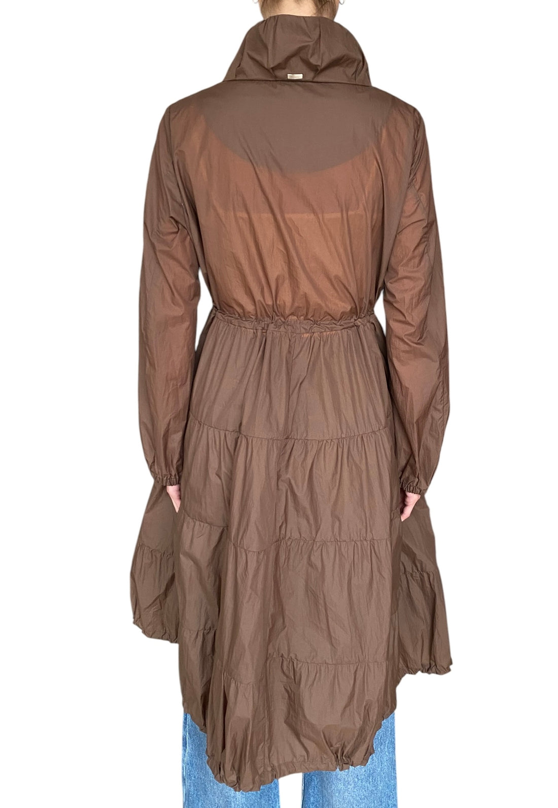 Herno Brown Long Nylon Windbreaker Coat - 42 / US 6-8