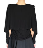 Saint Laurent Black Floral Appliqué Crepe Long Sleeve Top - FR 36 / US 4