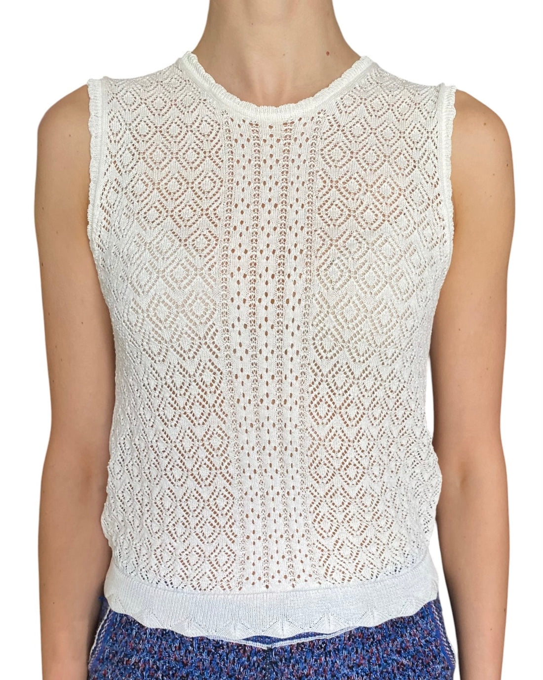 Doen White Crochet Knit “Lea” Tank Top - M / US 6