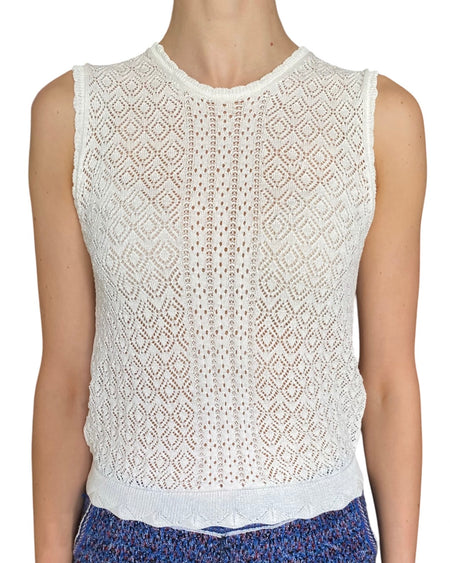 Doen White Crochet Knit “Lea” Tank Top - M / US 6