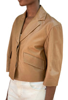 Brunello Cucinelli Brown Polished Lambskin Cropped Blazer - 40 / US 4-6