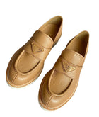 Prada Brown Leather Logo Loafers - 36