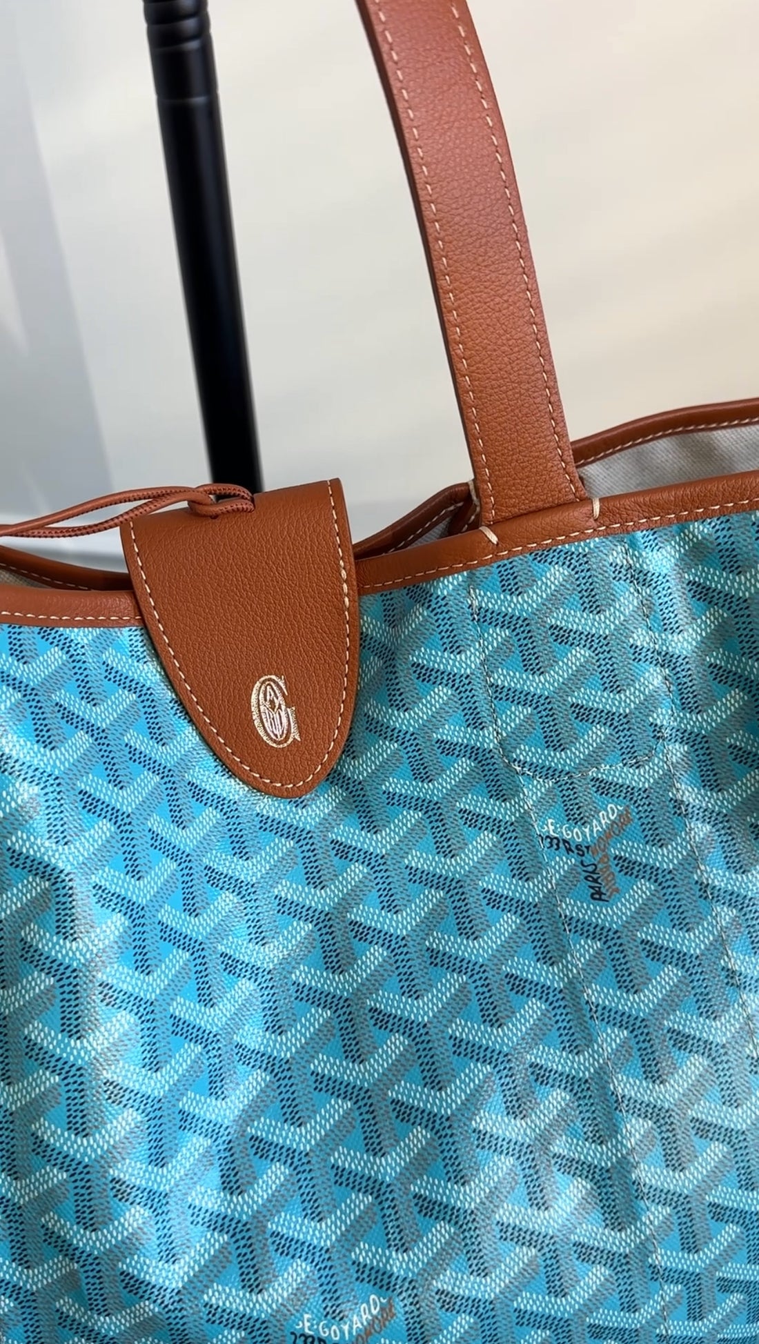 Goyard 2025 Turquoise and Tan Linen Canvas Reversible Balhaera Tote