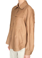Herno Tan Silk Raglan Long Sleeve Shirt Jacket - US 8-10
