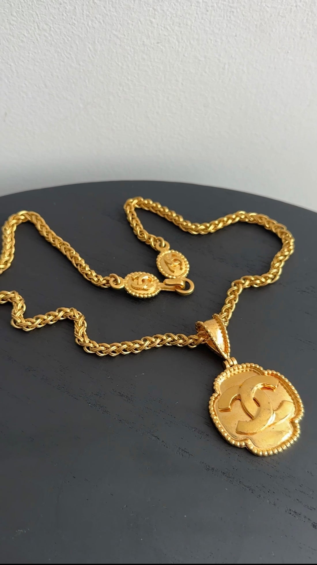 Chanel Vintage 96A Gilt Gold CC Pendant Necklace