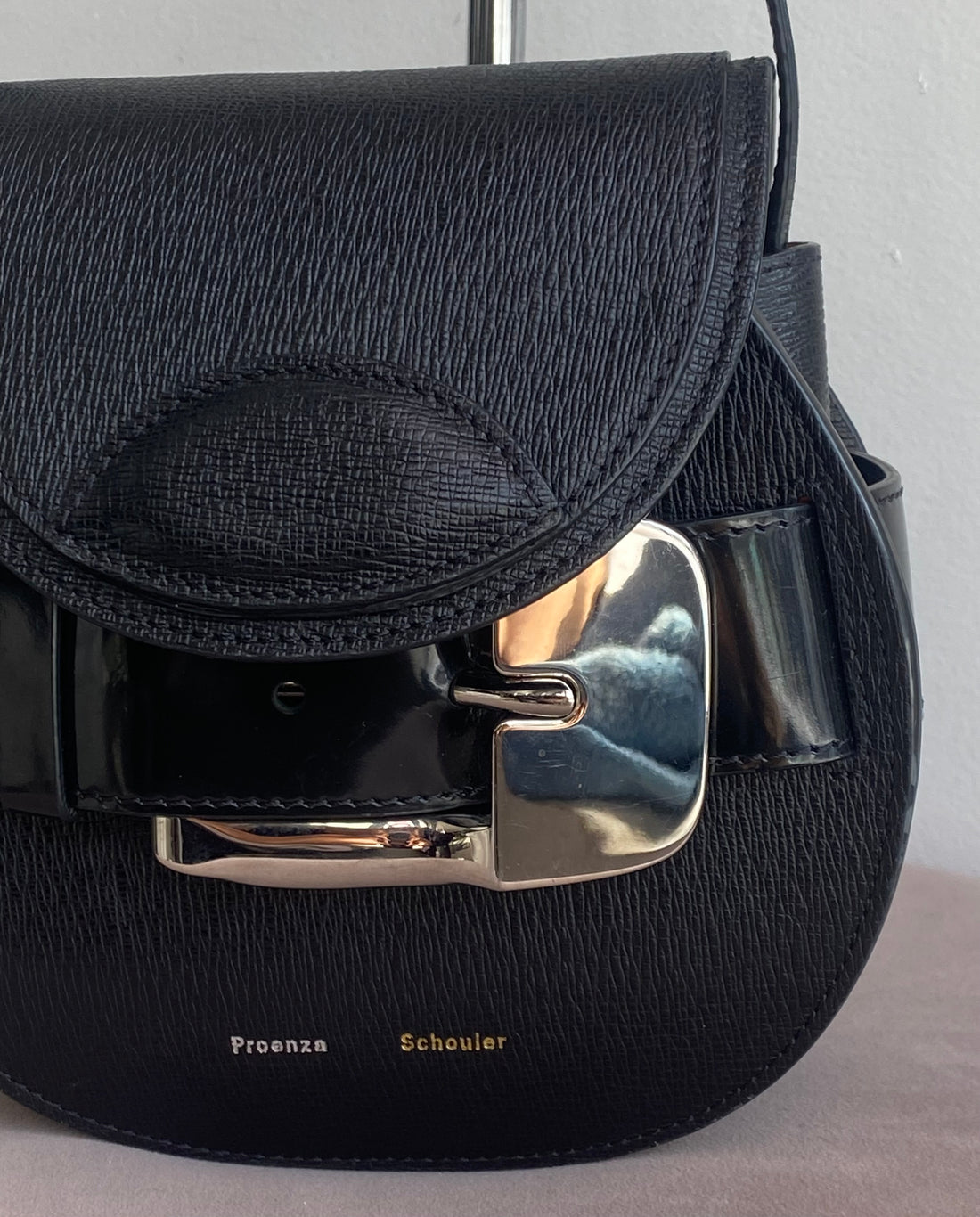 Proenza Black Leather Mini Buckle Bag