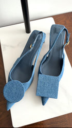 Jacquemus Blue Denim Duelo Block Heel Slingbacks - 40