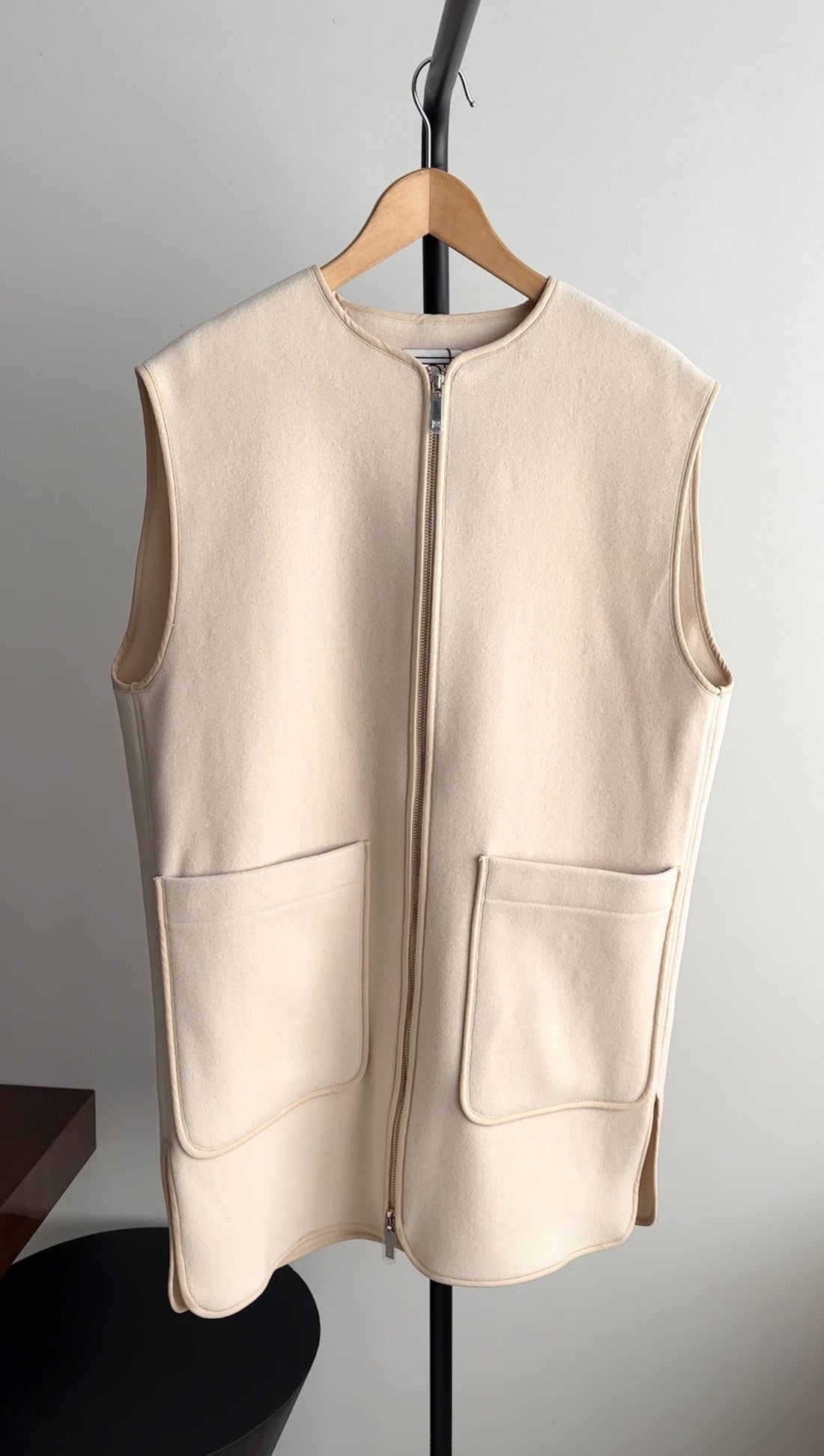 Toteme Light Bone Beige Wool Blend Felted Vest - 32 (S)