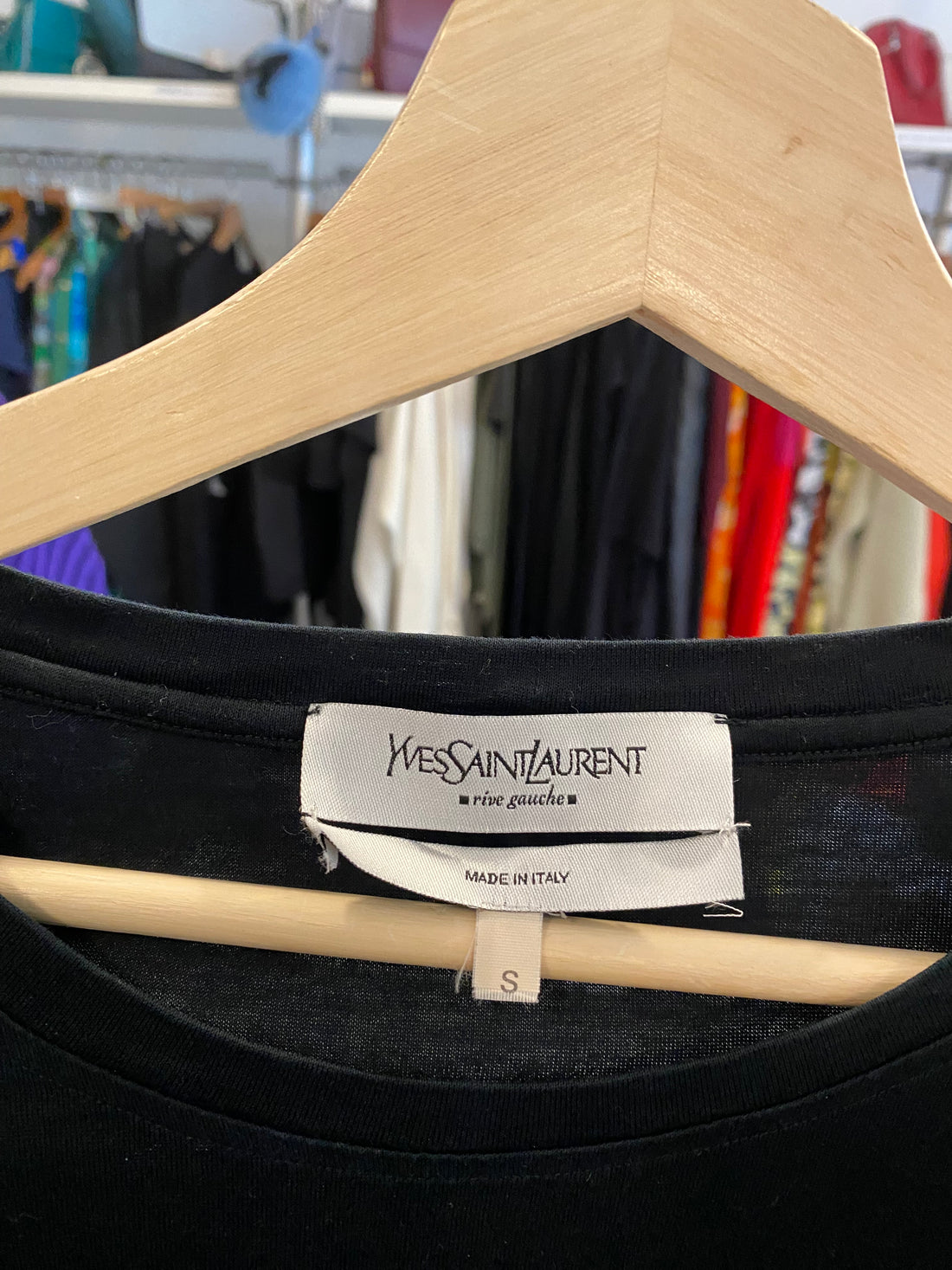 Saint Laurent Velvet Logo Long Sleeve Tee - S