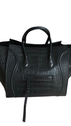 Celine Black Croc-Embossed Medium Phantom Luggage Tote