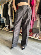 Gucci Grey 2025 Monogram Wide Leg Trousers - 42 / US 8