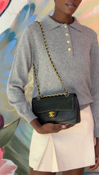 Chanel Black Vintage 1989 CC Medium Quilted Flap Bag