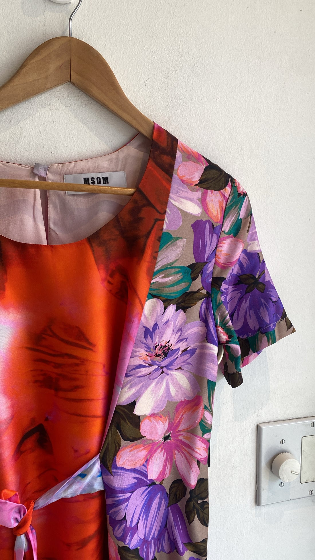 MSGM Silk Floral Wrap Dress - 42