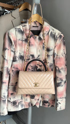 Chanel Nude Chevron Aged Leather and Exotic Top Handle Flap Bag