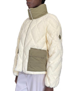 Moncler Ivory & Green Jonquille Quilted Bouclé Jacket - 2 / M