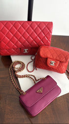 Chanel Red Caviar Leather Quilted Classic Timeless Chain Flap Bag