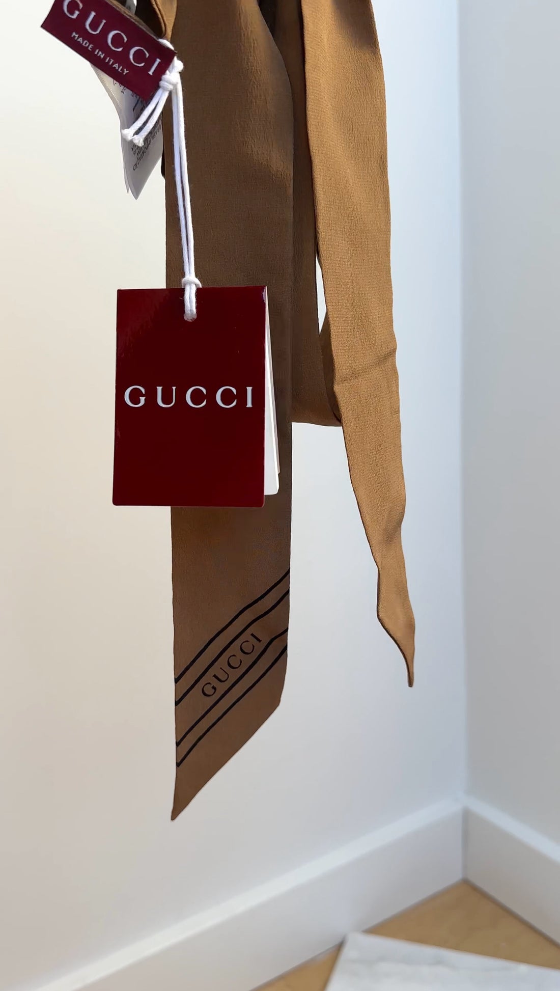 Gucci Brown Silk Sash Belt / Scarf / Necklace
