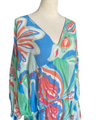 Emilio Pucci Blue Cotton & Silk Geo Printed Boho Backless Shift Dress - IT 44 / M-L
