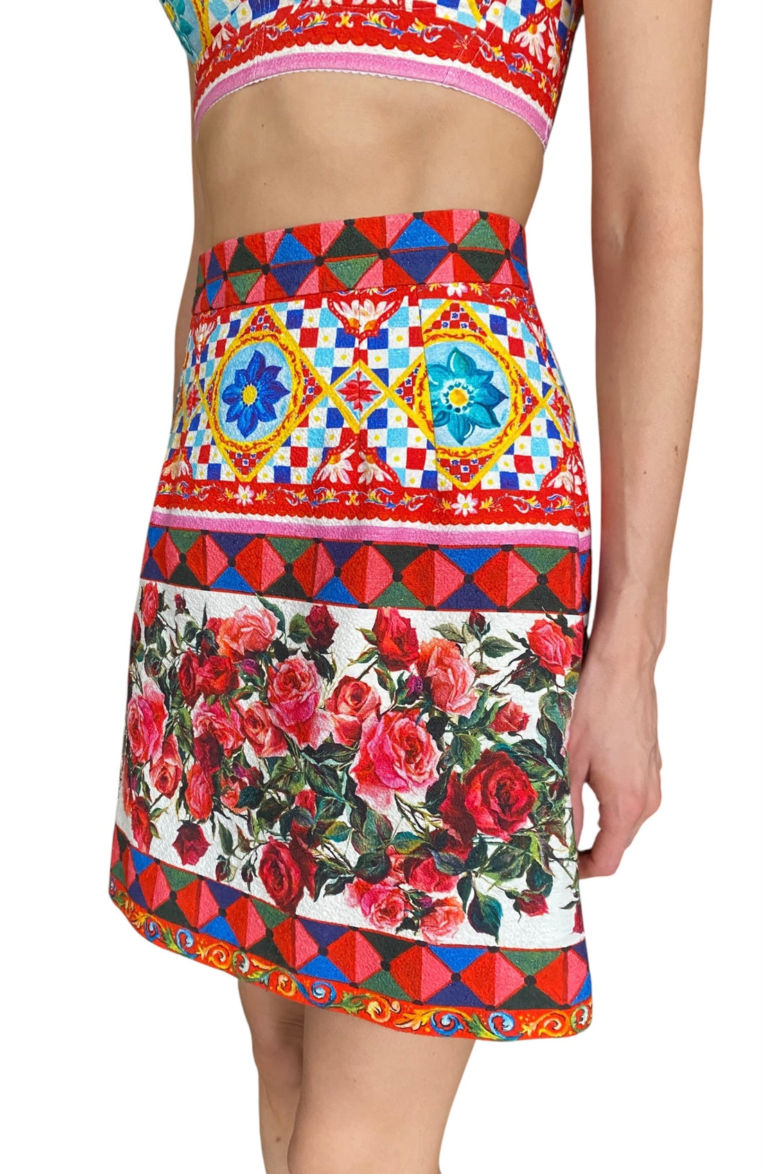 Dolce & Gabbana Multicolour Caretto Floral Printed 2-Piece Bralette and Skirt Set - 40 / US 4