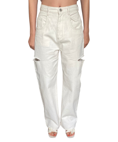 Margiela White Slashed Wide Leg Denim - 40 / US 6