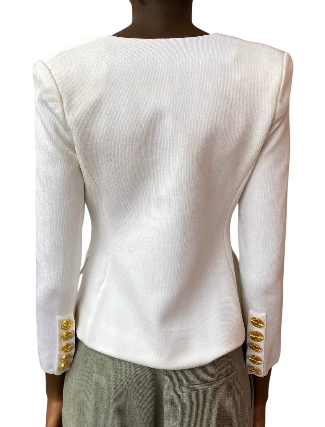 Alexandre Vauthier Ivory Double Breasted Gold Button Jacket - XS / US 2