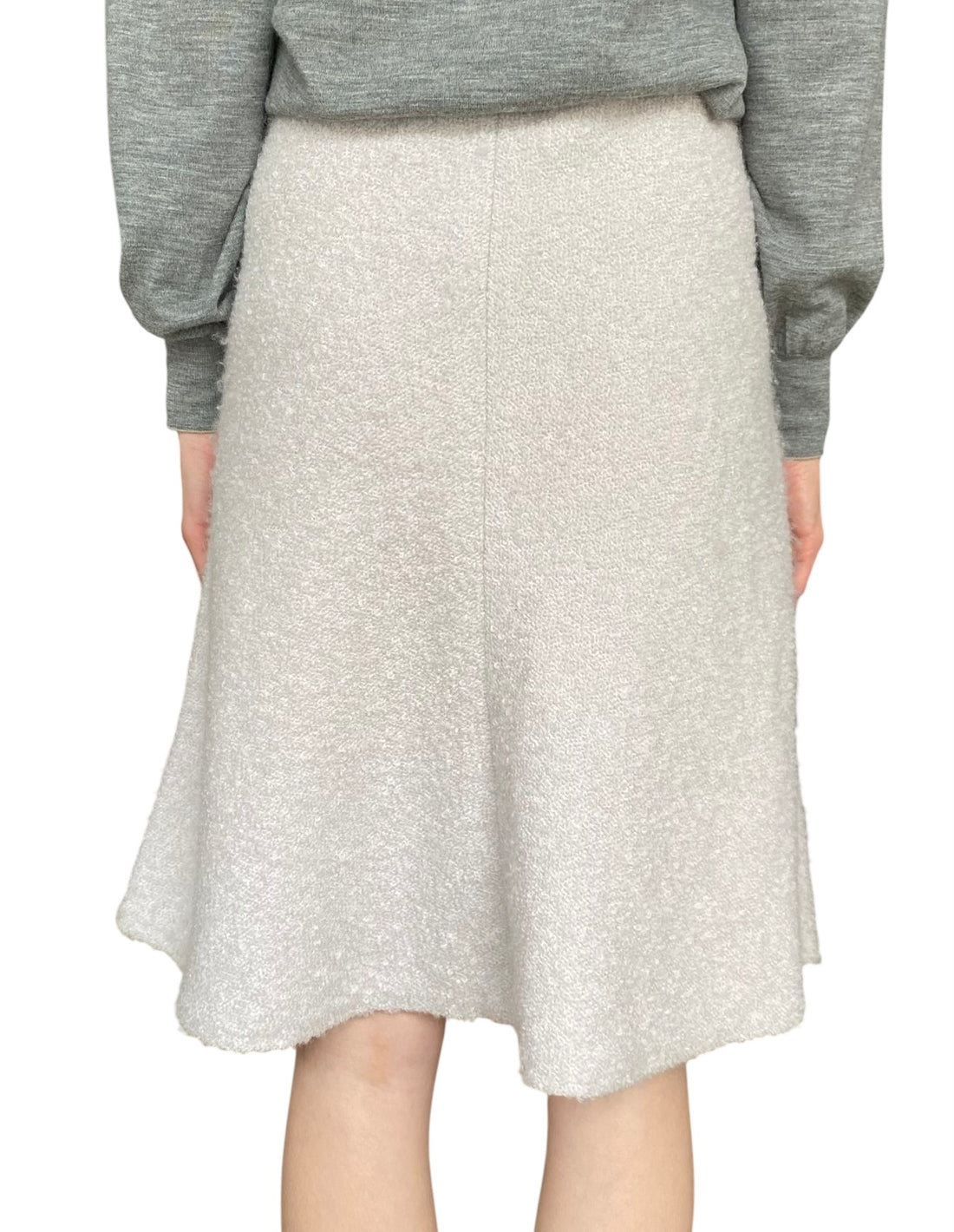 Brunello Cucinelli Ivory Wool & Mohair Boucle Midi Skirt - US 12