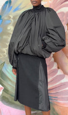 Balenciaga Black Lightweight Draped Bomber Jacket - 38