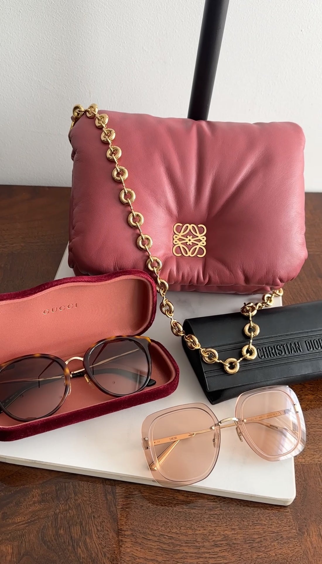Christian Dior Pink Clear Lens Frameless Square Sunglasses