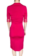 Alaia Fuchsia Pink Knit Polo Fringe Trim Midi Dress - 36 / US 2