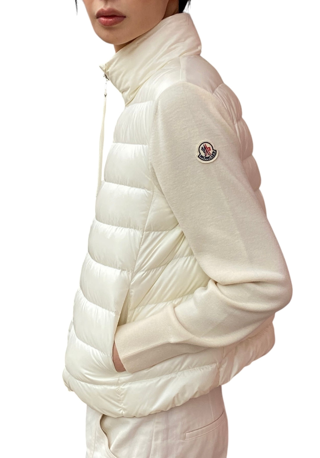 Moncler Ivory Tricot Padded Cardigan - M / US 6-8