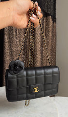 Chanel Black Vintage 2006 Chocolate Bar Camelia Mini Crossbody Flap Bag