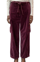 Giorgio Armani Burgundy Velvet Cargo Trousers - 42 / US 6