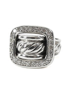 David Yurman Sterling Silver Diamond Cable Buckle Ring - 6