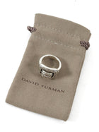 David Yurman Sterling Silver Diamond Cable Buckle Ring - 6