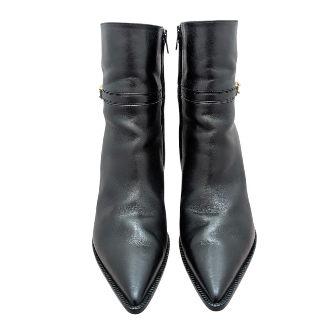 Celine Black Calfskin Triomphe Logo Verneuil Ankle Boot - 37.5