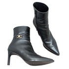 Celine Black Calfskin Triomphe Logo Verneuil Ankle Boot - 37.5