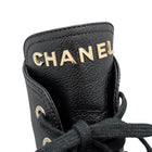 Chanel 23A Black Calfskin CC Cap-Toe Platform Combat Boot - 37