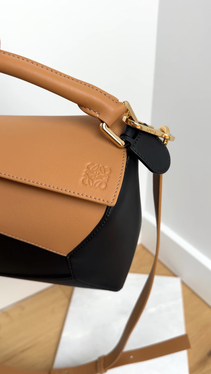 Loewe Black and Tan Leather Small Puzzle Edge Bag