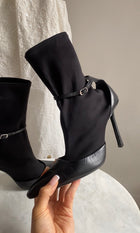 Alexander Wang Black Viola 105 Leather and Neoprene Sock Boots - 40