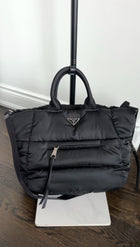 Prada Black Nylon Tessuto Quilted Bomber Tote Bag